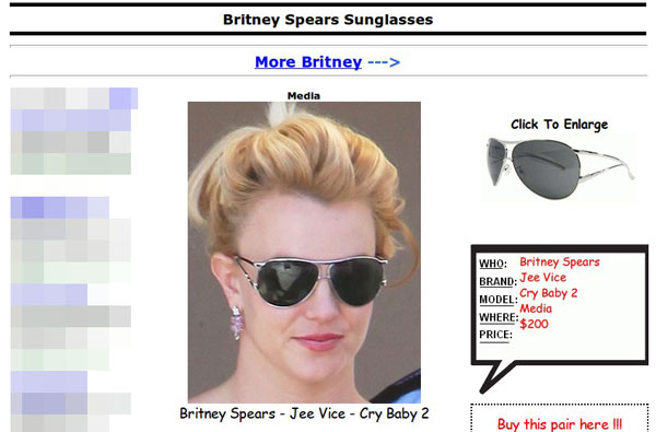 セレブ愛用のサングラスがわかるサイト Celebrity Sunglasses Finder
