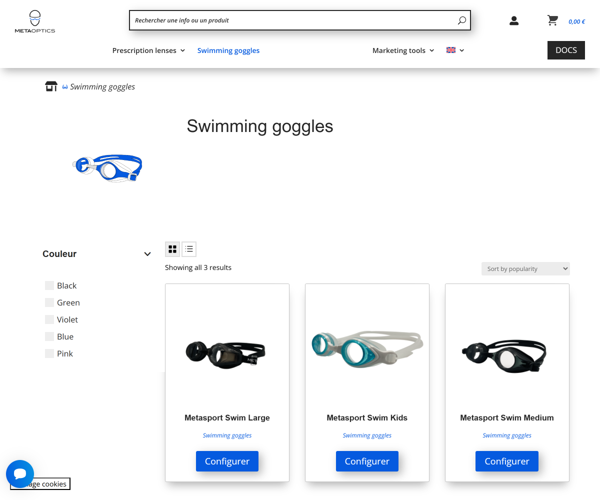 「Swimming goggles - METAOPTICS」 スクリーンショット